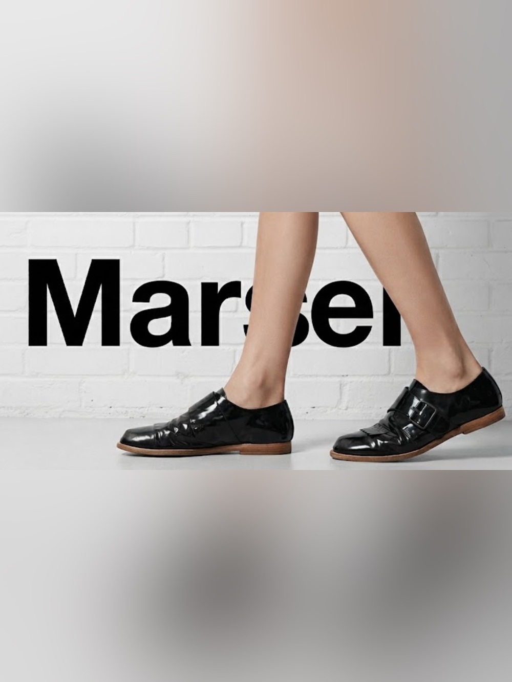 Authentic Marsell luxury designer black patent leather shoes sz 9 Euro 39